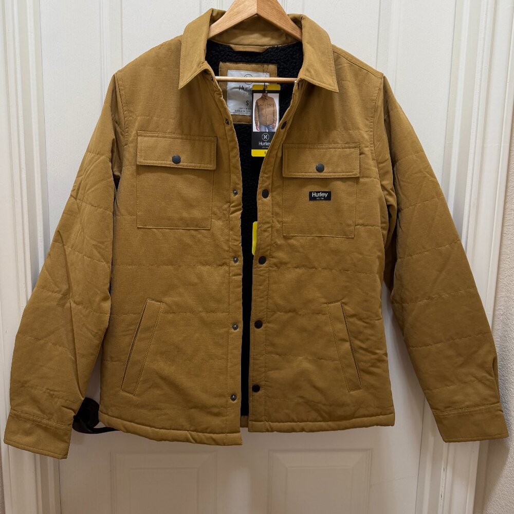 Hurley Men's Jacket Size S Tan Fleece Sherpa Lined Outerwear Lightweight NEW